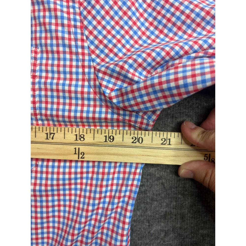 Southern Tide Intercoastal Mens Small Red Blue Gingham Stretch Button Down Shirt - Picture 10 of 12